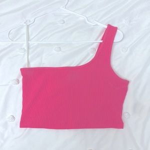 SHEIN hot pink one shoulder top